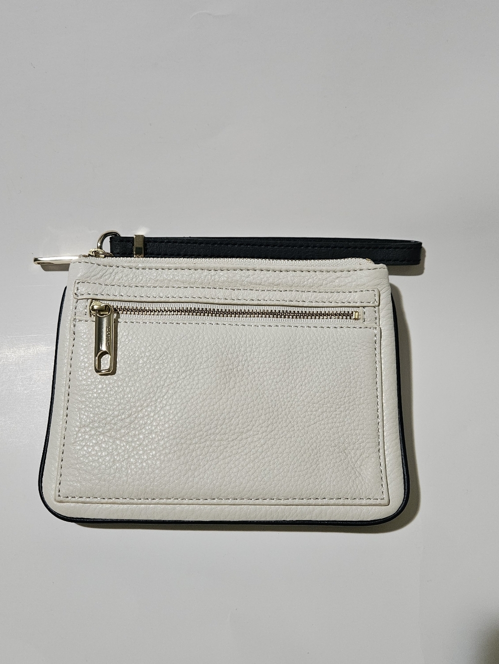 Talbots Leather Wristlet Wallet In White And Navy